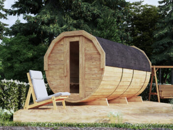 Sauna ogrodowa beczka 350 cm z przedsionkiem