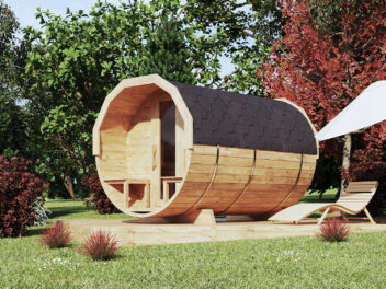 Sauna ogrodowa beczka 2,8 m z balkonem