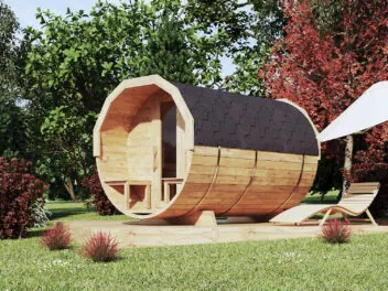 Sauna ogrodowa beczka 2,8 m z balkonem